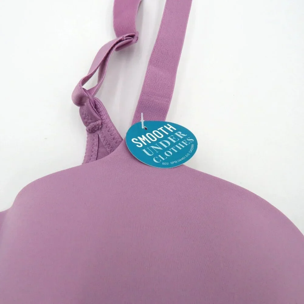 Vanity Fair 42DDD Purple Full Coverage T Shirt Bra Lace Detail Adjustable Straps
